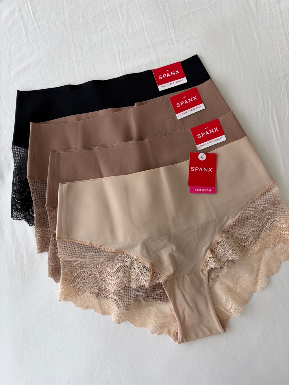 SPANX Smooth Lace-Trim High-Waist Briefs — 4 pack